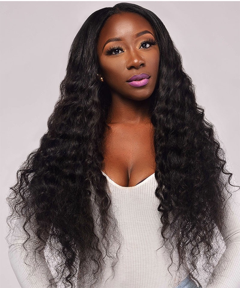 Sale 24inch 150 Density Loose Curly Lace Front Human Hair Wigs