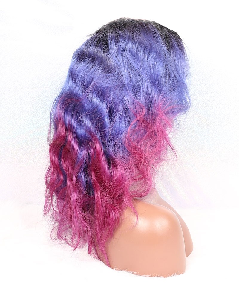 Luxury Natural Wave 1b Purple Pink Ombre Color 13x6 Lace Front