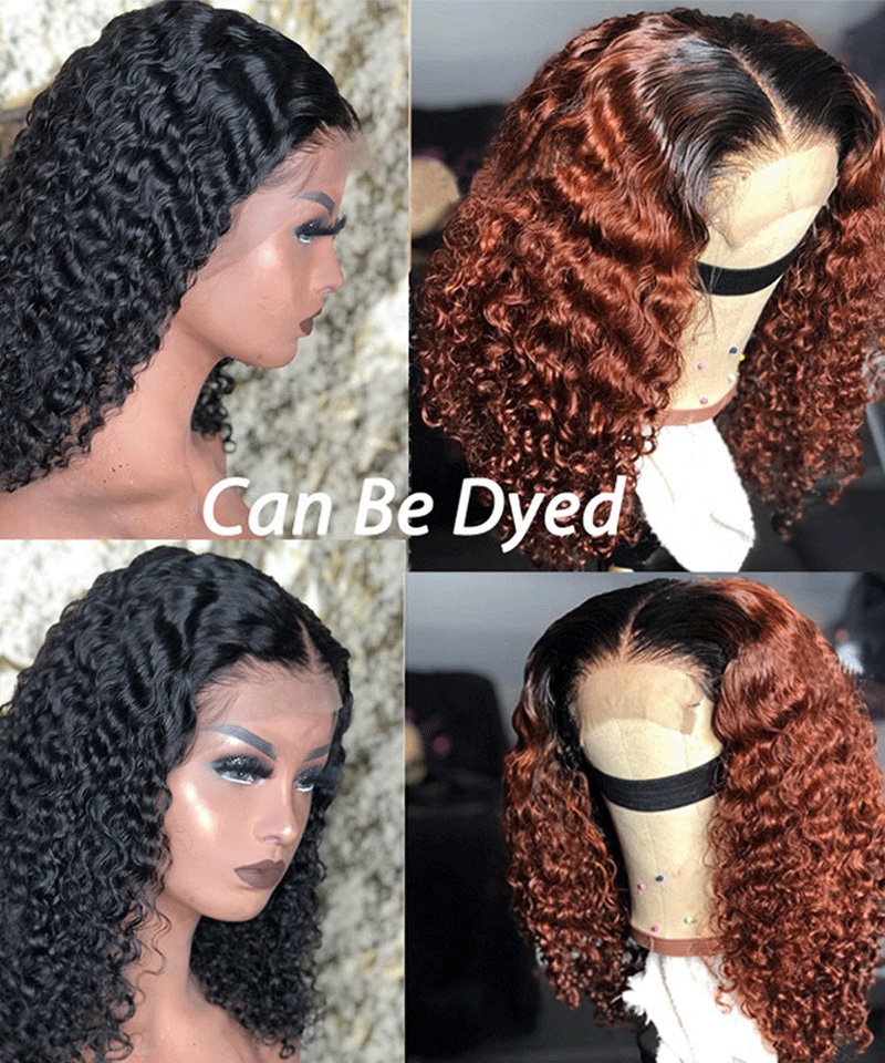 13X6 lace frontal curly bob wigs  