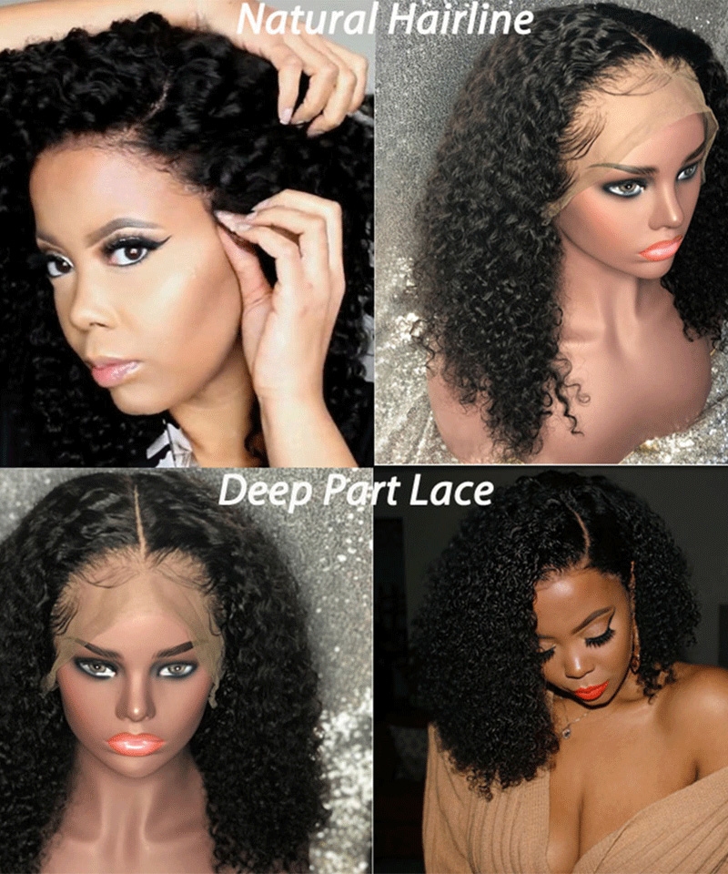 13X6 lace frontal curly bob wigs  