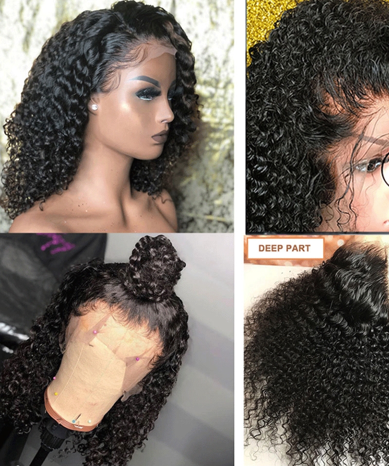 13X6 lace frontal curly bob wigs  